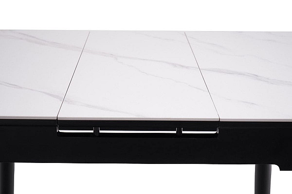 Керамический стол раскладной обеденный Vetro Mebel TM-85 Белый мрамор-черный-23