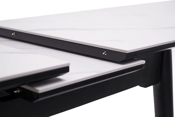 Керамический стол раскладной обеденный Vetro Mebel TM-85 Белый мрамор-черный-24