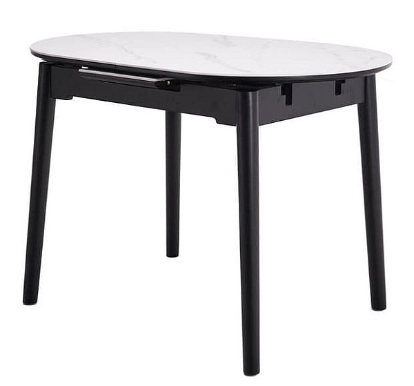 Керамический стол раскладной обеденный Vetro Mebel TM-85 Белый мрамор-черный-17