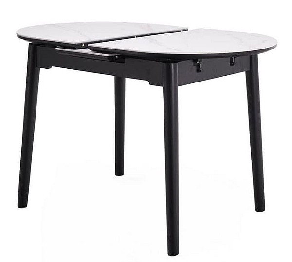 Керамический стол раскладной обеденный Vetro Mebel TM-85 Белый мрамор-черный-18