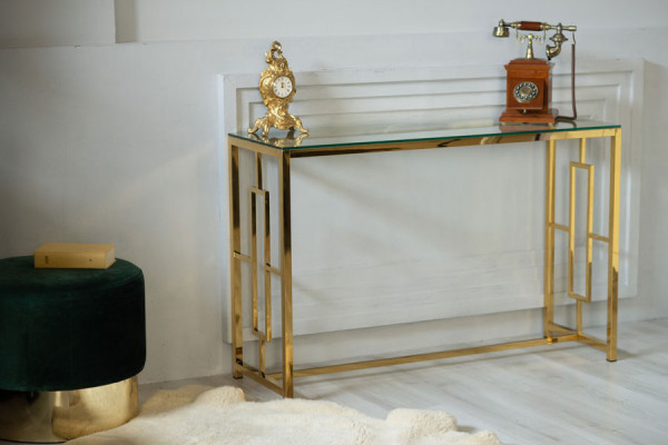 Консоль Vetro Mebel CL-3 Прозрачный - золото-2