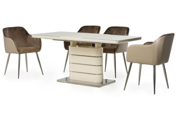 Раскладной обеденный стол Vetro Mebel TM-52-1 Молочный-8
