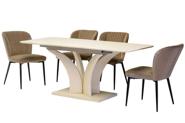 Раскладной обеденный стол Vetro Mebel TML-515 Матовый молочный-1