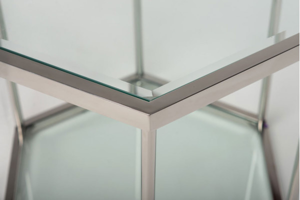 Кофейный стол Vetro Mebel CK-2 Прозрачный - серебро-6