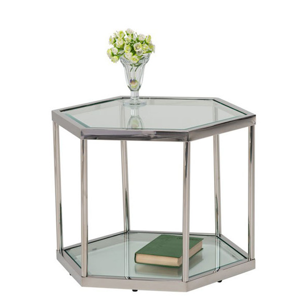 Кофейный стол Vetro Mebel CK-2 Прозрачный - серебро-1