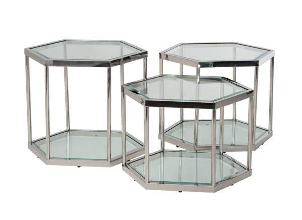 Кофейный стол Vetro Mebel CK-2 Прозрачный - серебро-4