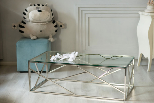 Журнальный стол Vetro Mebel CF-1 Прозрачный - серебро-2