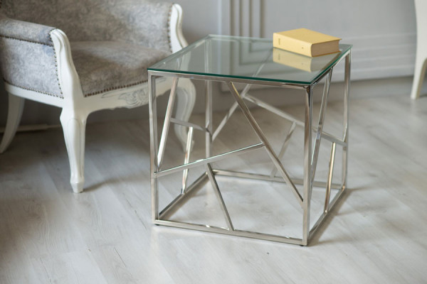 Журнальний стіл Vetro Mebel CF-2 Прозорий - срібло-1