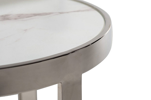 Комплект журнальних столів Vetro Mebel CI-1 Білий мармур - срібло-9