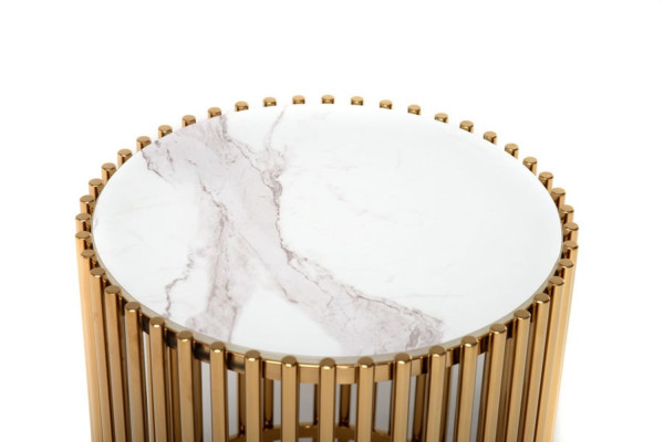 Журнальный стол Vetro Mebel CJ-1 Белый мрамор - золото-3