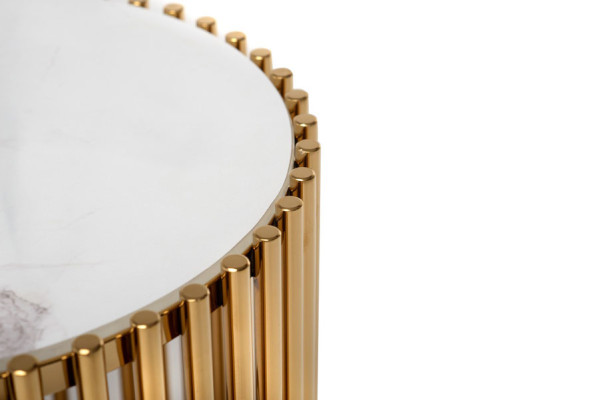 Журнальный стол Vetro Mebel CJ-1 Белый мрамор - золото-4
