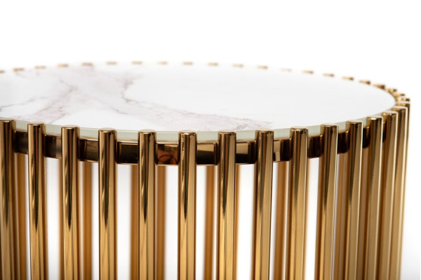 Журнальный стол Vetro Mebel CJ-1 Белый мрамор - золото-5