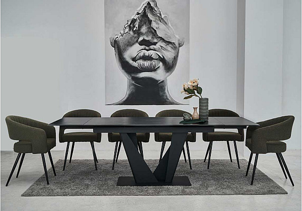 Керамический стол раскладной обеденный Vetro Mebel Алонцо TML-955 Неро дорадо-черный-3