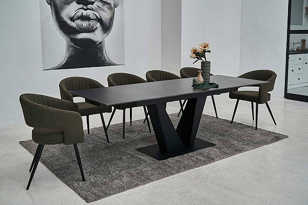 Керамический стол раскладной обеденный Vetro Mebel Алонцо TML-955 Неро дорадо-черный-4