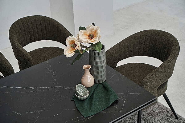 Керамический стол раскладной обеденный Vetro Mebel Алонцо TML-955 Неро дорадо-черный-8