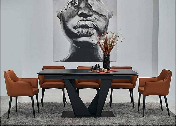 Керамический стол раскладной обеденный Vetro Mebel Алонцо TML-955 Неро дорадо-черный-0