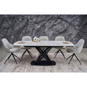 Керамічний стіл розкладний обідній Vetro Mebel Амелія TML-970 Каса голд-чорний