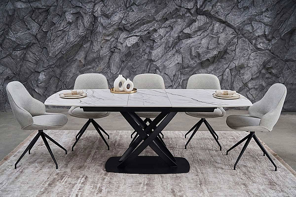 Керамічний стіл розкладний обідній Vetro Mebel Амелія TML-970 Каса голд-чорний-0