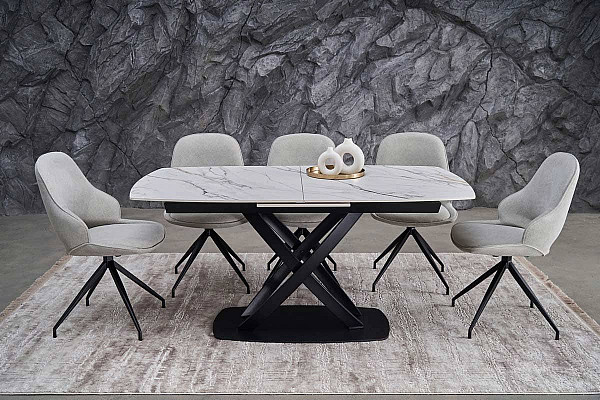 Керамічний стіл розкладний обідній Vetro Mebel Амелія TML-970 Каса голд-чорний-1