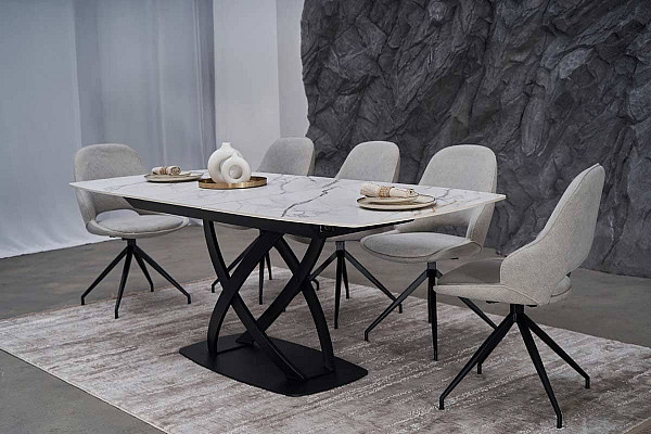 Керамічний стіл розкладний обідній Vetro Mebel Амелія TML-970 Каса голд-чорний-3