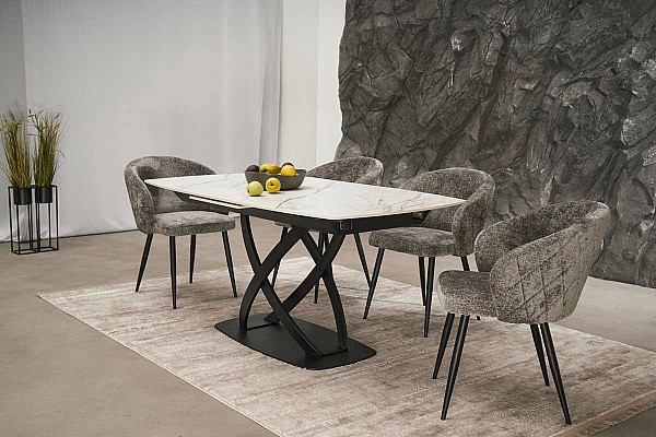 Керамічний стіл розкладний обідній Vetro Mebel Амелія TML-970 Каса голд-чорний-5