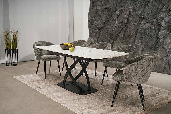 Керамічний стіл розкладний обідній Vetro Mebel Амелія TML-970 Каса голд-чорний-6