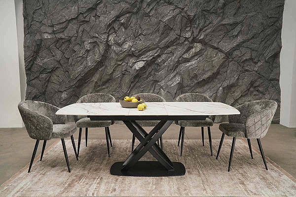 Керамічний стіл розкладний обідній Vetro Mebel Амелія TML-970 Каса голд-чорний-2