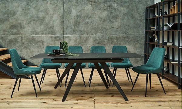 Керамический стол раскладной обеденный Vetro Mebel Васко TML-893 Неро дорадо-черный-0