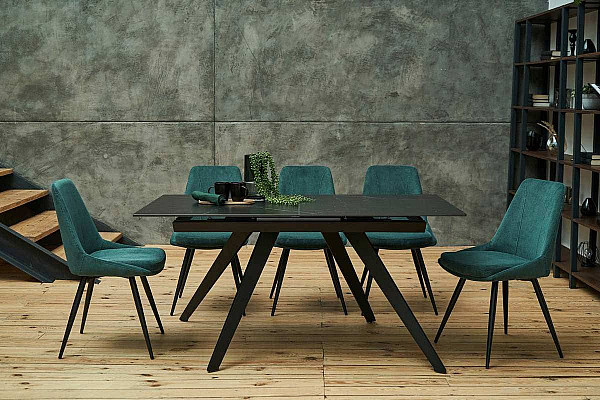 Керамический стол раскладной обеденный Vetro Mebel Васко TML-893 Неро дорадо-черный-1