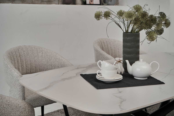 Керамічний стіл розкладний обідній Vetro Mebel Діно TML-960 Калакатта кристал-чорний-5