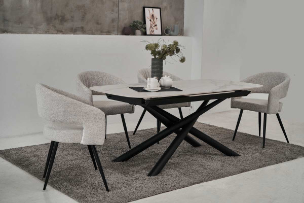 Керамічний стіл розкладний обідній Vetro Mebel Діно TML-960 Калакатта кристал-чорний-3