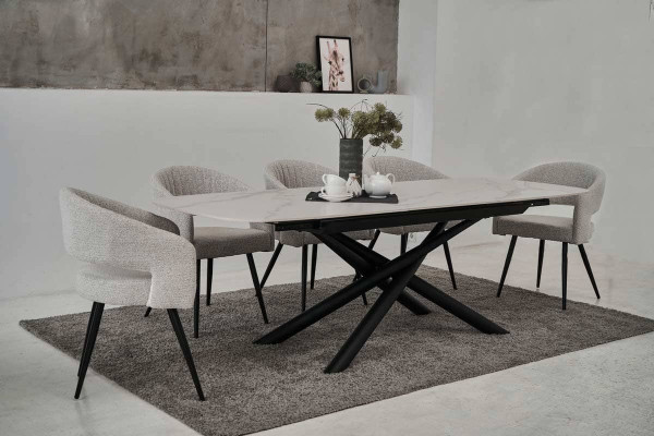 Керамічний стіл розкладний обідній Vetro Mebel Діно TML-960 Калакатта кристал-чорний-2