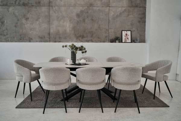 Керамічний стіл розкладний обідній Vetro Mebel Діно TML-960 Калакатта кристал-чорний-1