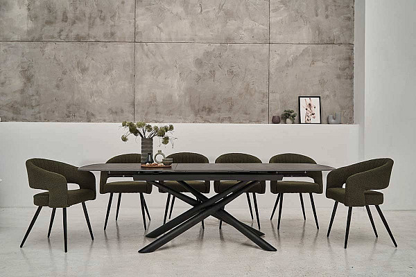 Керамический стол раскладной обеденный Vetro Mebel Дино TML-960 Мистик браун-черный-3