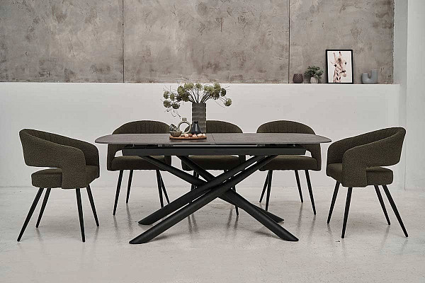 Керамический стол раскладной обеденный Vetro Mebel Дино TML-960 Мистик браун-черный-4