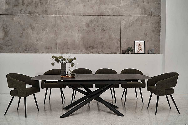 Керамический стол раскладной обеденный Vetro Mebel Дино TML-960 Мистик браун-черный-5