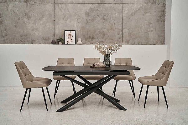 Керамический стол раскладной обеденный Vetro Mebel Дино TML-960 Мистик браун-черный-1