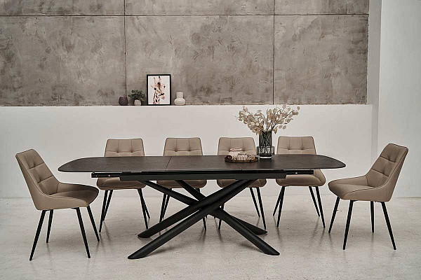 Керамический стол раскладной обеденный Vetro Mebel Дино TML-960 Мистик браун-черный-0