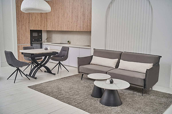 Керамічний стіл розкладний обідній Vetro Mebel Карло TMT-100 Каса голд-чорний-9