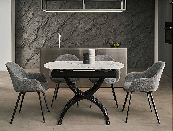 Керамічний стіл розкладний обідній Vetro Mebel Карло TMT-100 Каса голд-чорний-2