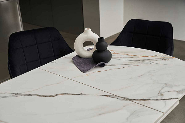 Керамічний стіл розкладний обідній Vetro Mebel Карло TMT-100 Каса голд-чорний-11