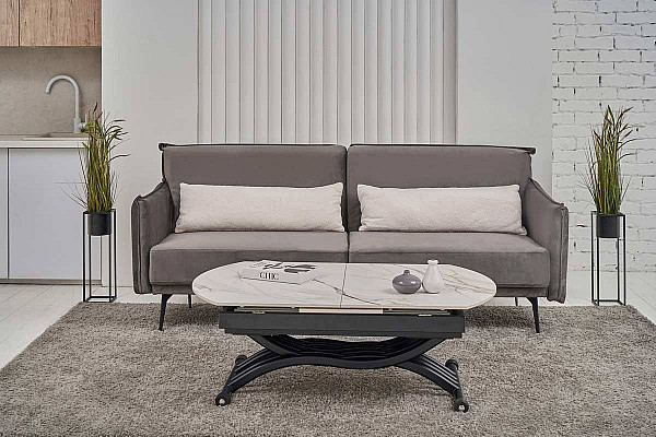 Керамічний стіл розкладний обідній Vetro Mebel Карло TMT-100 Каса голд-чорний-7