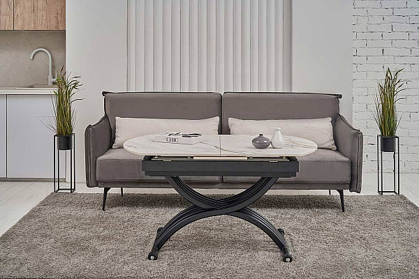 Керамічний стіл розкладний обідній Vetro Mebel Карло TMT-100 Каса голд-чорний-6