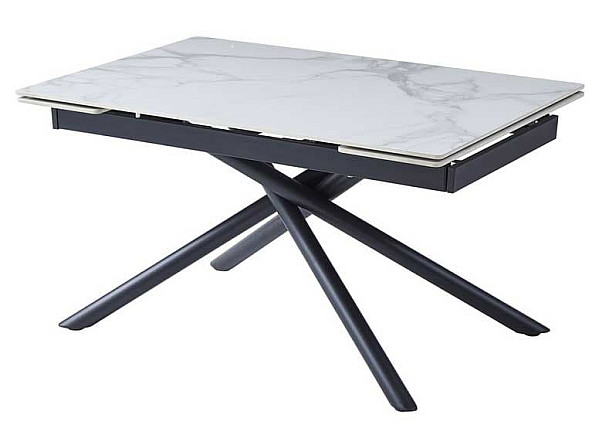 Керамічний стіл розкладний обідній Vetro Mebel TML-819-1 Вайт клауд-чорний-2