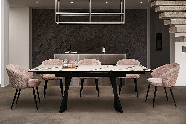 Керамічний стіл розкладний обідній Vetro Mebel Олімпія TML-985 калакатта голд-чорний-2