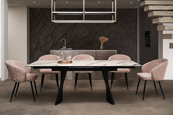 Керамічний стіл розкладний обідній Vetro Mebel Олімпія TML-985 калакатта голд-чорний-8