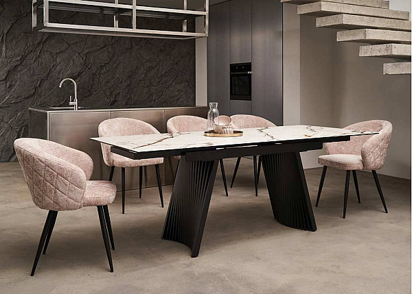 Керамічний стіл розкладний обідній Vetro Mebel Олімпія TML-985 калакатта голд-чорний-9