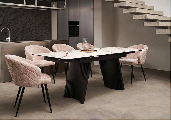 Керамічний стіл розкладний обідній Vetro Mebel Олімпія TML-985 калакатта голд-чорний-10