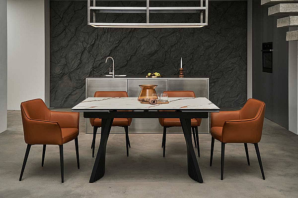 Керамічний стіл розкладний обідній Vetro Mebel Олімпія TML-985 калакатта голд-чорний-7