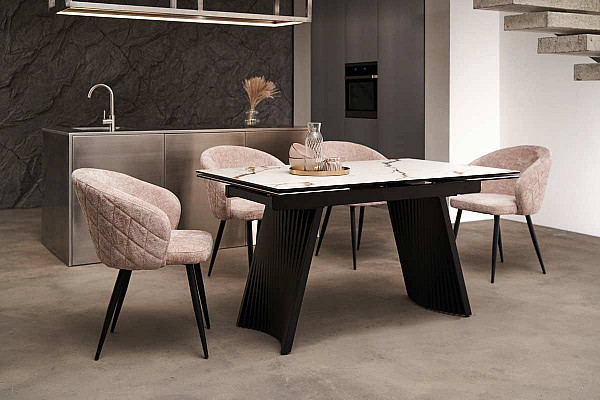 Керамічний стіл розкладний обідній Vetro Mebel Олімпія TML-985 калакатта голд-чорний-6